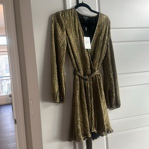 Bardot Elegant Metallic Wrap Dress - Size M